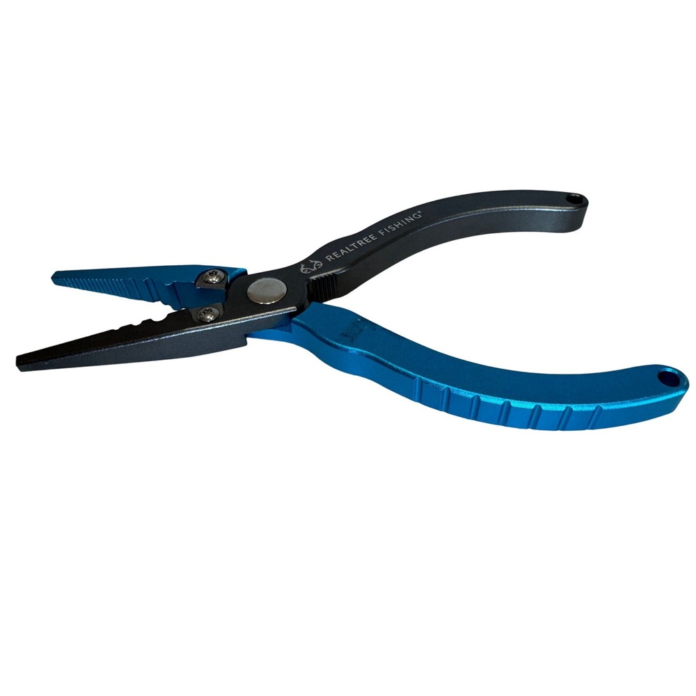 Realtree Fishing Aluminum Pliers Split Ring Nose Line Cutters Blue Grey 6.5in - Picture 3 of 4